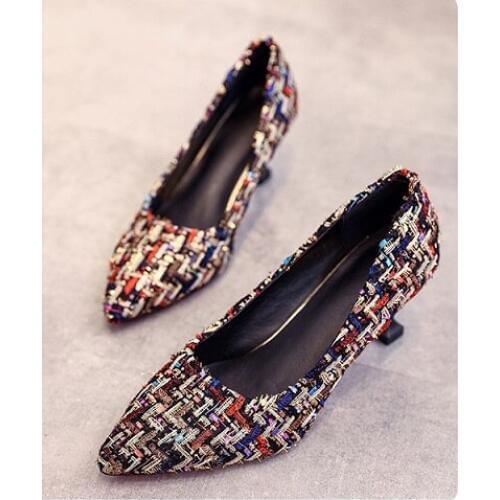 New shoes Woman Pumps 2019 autumn fashion style heels pointed toe Work shoes single shoes Rainbow color High heels