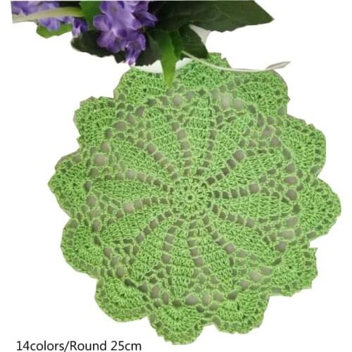 New cotton lace table place mat crochet coffee round placemat pad Christmas dish pan coaster cup mug tea dining doily kitchen