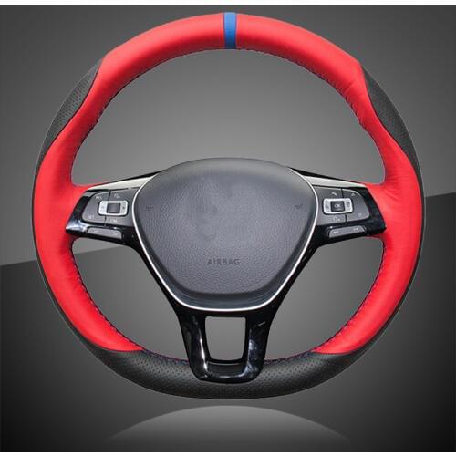 Auto Braid On The Steering Wheel Cover for Volkswagen VW Golf 7 Mk7 New Polo 2014 2015 2016 2017 with Original Leather Car Cover