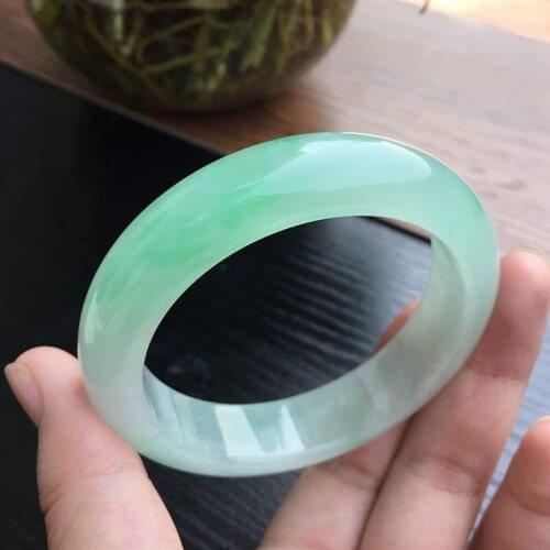 Send Certificate Pure Myanmar Jade A-Class 54-62mm Light Green Bracelet Elegant Princess Bracelet Best Gift