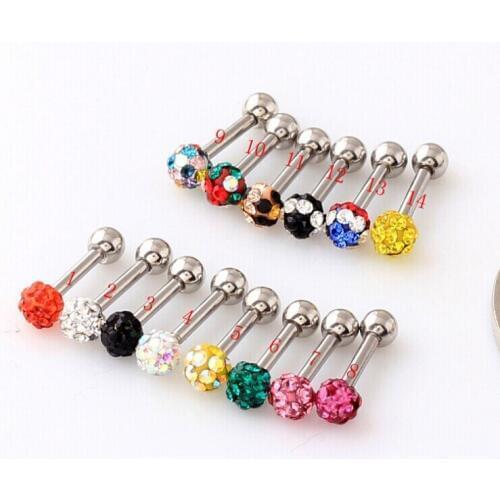 Crystal Gem Ear Stud Bone Shambhala 3mm ball stud earrings mix colorful 316L Stainless Steel Wholesale TRAGUS HELIX PIERCING CZ