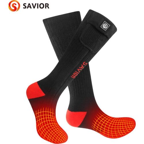 SAVIOR HEAT Heated Socks Men Women Battery Sock for Cold Feet Thermal Electric Socks for Camping Winter Footwarmers S-XL