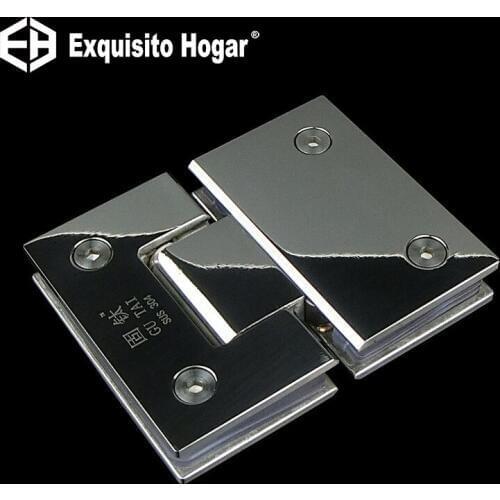 Glass Door Bathrooms Chrome Stainless Steel 304 Wall Mount Black Glass Shower Door Hinge (180 Degrees is open)