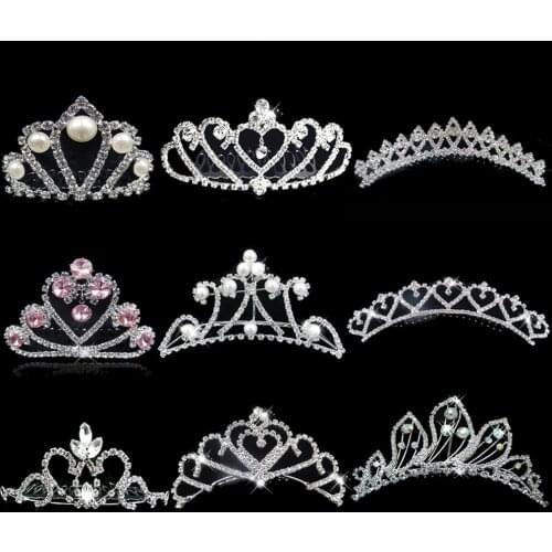 Princess Crown Hair Combs Headband Tiaras and Crowns Floral Crystal Wedding-Party Accessories Fashion Hair-Jewelry