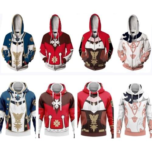 Game Genshin Impact Hoodies Sweatshirts 3D Print Genshin Impact Sweatshirt Adult Men Women Pullover Zipper Hooded Clothes