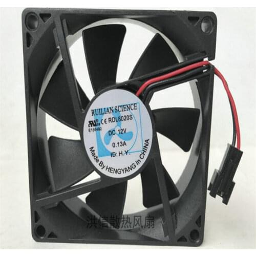 RUILAN SCIENCE RDL8020S DC12V 0.13A 80*80*20MM 2 wire cooling fan