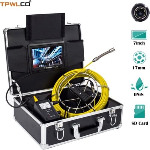 High Quality Pipe Inspection Camera System With 7" TFT LCD 20-50m Cable 17mm Endoscope Video Camera Waterproof DVR Recording