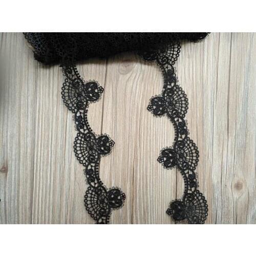 5 Yards Black embroidered lace ribbon Garment lace trims trimmings DIY Sewing accessories 45mm width