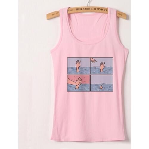 My Depression My Brain My Anxiety Letter Print Pink Vests Spoof Personality Vogue Tank Tops New Harajuku Casual Loose Top Women