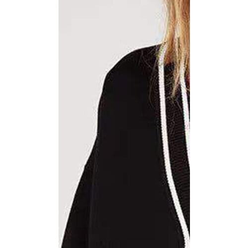 2019 Autumn/Winter Knit Cardigan Contrast Stripe Long Sleeve Pocket Bead Embroidered Women Cardigan