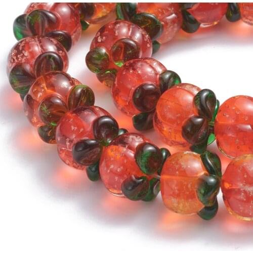 10Pcs 3D Pumpkin Luminous Powder Lampwork Beads 2 Colors Handmade Glass Bead Necklace Bracelet Earring DIY Jewelry Supplies