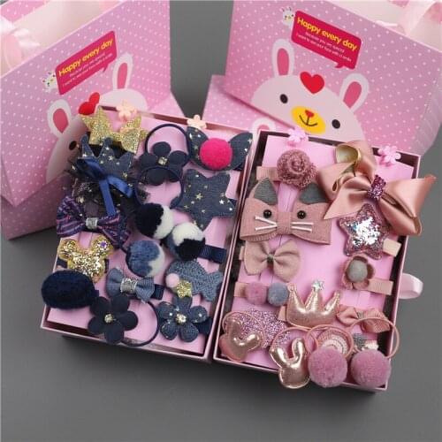 18pcs/set Gifts Box Kid Fashion Hair Accesories Hairpin Headband Gift Baby Girls Hairbands Hairclip Hair Bands Hair Barrettes