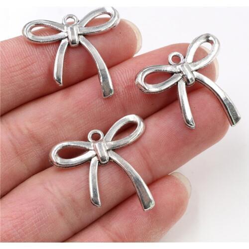 25x24mm 15pcs Antique Silver Plated Bow Tie Handmade Charms Pendant:DIY for bracelet necklace-Q2-18