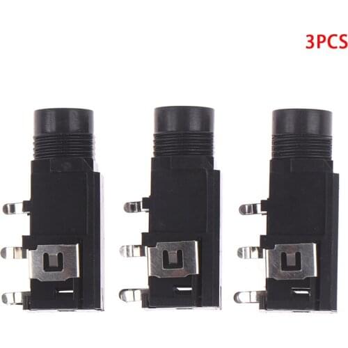 3pcs/lot 4pin 6.35mm Jack Stereo Female Socket Connector Audio Adapter