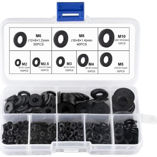 500 Pieces Plastic Washers Rubber Flat Washers Nylon Washers Corrosion-Free Washers for Industrial Fixings D1