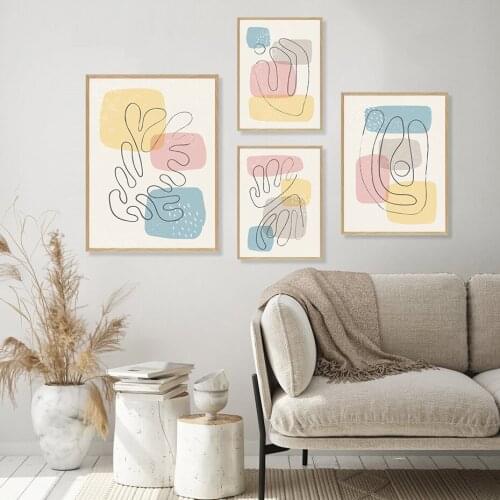 Abstract Organic Shapes Poster Trendy Style Wall Art Prints Canvas Painting Contemporary Interior Living Room Decoration