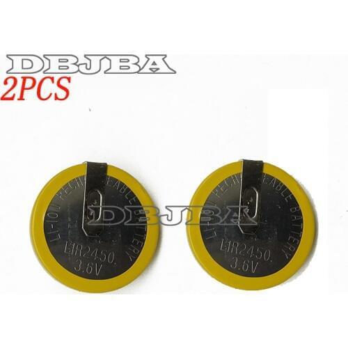 2PCS/LOT LIR2450 horizontal welding foot battery 3.6V rechargeable coin cell battery charging 2450