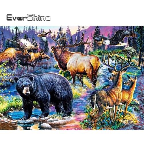 Evershine 5D DIY Diamond Painting Bear Cross Stitch Kit Animal Diamond Embroidery Deer Full Square Round Drill Handmade Gift