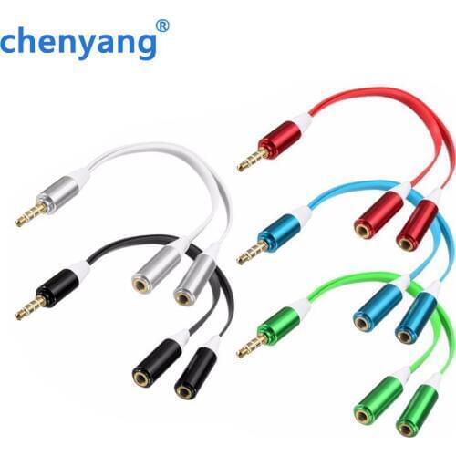 Free shipping Top Quality 5 Colors 3.5mm 1 Male to 2 Female Earphone Stereo Audio Extension Y Splitter Cable Cord