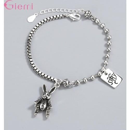 Free Shipping High Quality Genuine 925 Sterling Silver Rabbit Shape Pendant Bracelet Jewelry Accessory For Engagement Dating