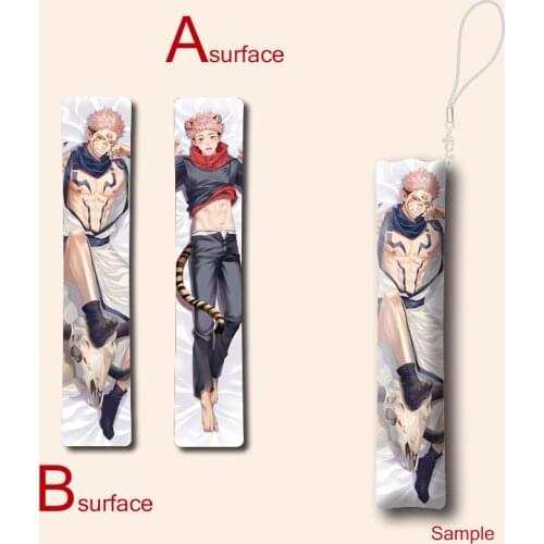 Anime Jujutsu Kaisen Mini Dakimakura Keychain Itadori Yuji & Ryomen Sukuna Print Pillow Hanging Ornament Cosplay Prop