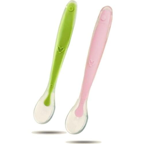 Baby Spoon Baby Silicone Soft Spoon Solid Food Bowl Spoon Eat Learning Rice Paste Spoon Spoon Childrens Tableware