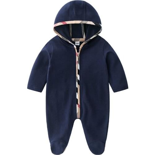 Spring and Autumn fashion Newborn Baby Clothes Cute Long Sleeve Unisex Cotton Plaid stripes Hooded Baby girl boy Romper