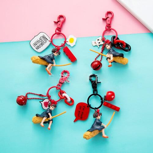 Action Kiki Delivery Service Figure Model Key Chain Toys Cute Cartoon Key Ring Handbag Pendant Japan Anime One Piece Luffy Dolls