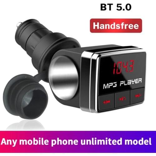 JINSERTA Bluetooth 5.0 FM Transmitter Car Cigarette Lighter Adatper Wireless Handsfree USB Fast Charger TF Flash USB Music Play