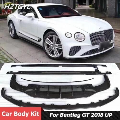 Carbon Fiber Front Bumper Lip Rear Diffuser Spoiler Side Skirts Car Body Kit For Bentley Continental GT Tuning 2018 Up