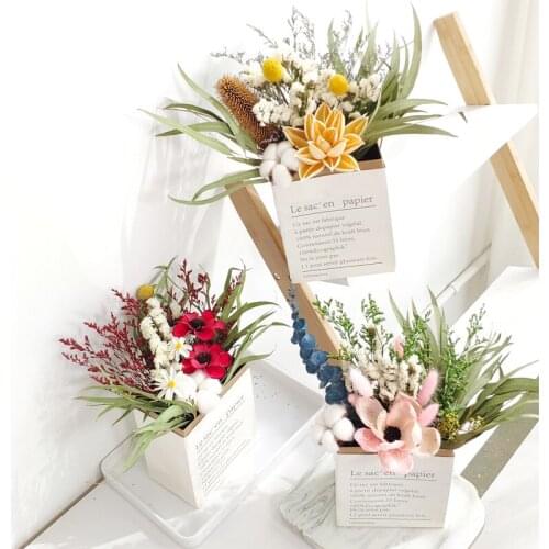 Eucalyptus Leaves Dried Lover Grass Eternal Dry Flowers,Real Cotton Handmake Flower Arrangement For Home Room Wedding Decoration