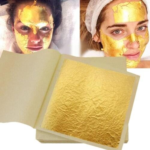 1Pcs 24K Pure Genuine Edible Gold Leaf Foil Beauty Face Mask Paper Reduce Fine Lines Anti-aging Brighten Skin Care Facial Masks