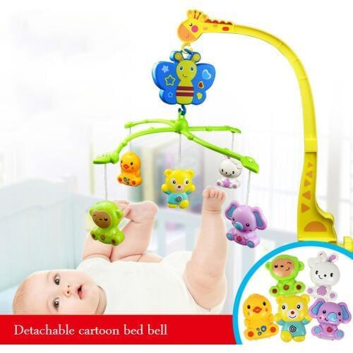 Multifunctional cartoon animal bed bell rotating with music baby ringing toy baby head soothing ringing bell