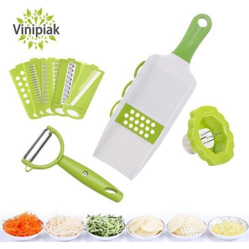 Multifunctional Manual Detachable Mandoline Slicer Food Vegetable Cutters Graters Peeler 6Pcs Set