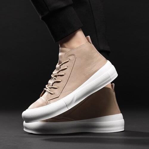 Men Boots Autumn Comfy Lace-up Fashion Shoes Men 2021 Leather Casual Boots Male Comfortable Casual Non-slip Soft Mens Boots