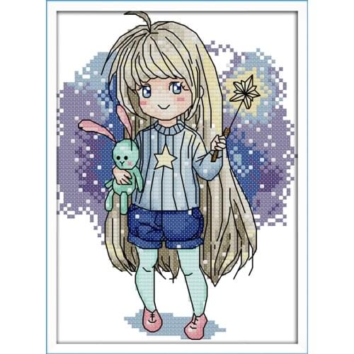 Magical girl cross stitch kit aida 14ct 11ct count printed canvas stitches embroidery DIY handmade needlework