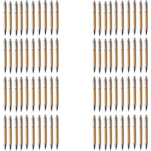 80 Pcs Ballpoint Pen Set Bamboo and Wood Writing Tools, 40 Pcs Black Ink & 40 Pcs Blue Ink