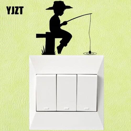 YJZT Little Boy Fishing Customized Quality Decoration Wall Room Home Vinyl Switch Sticker Decals 8SS2301