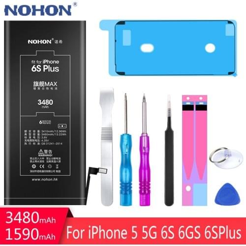 Original NOHON Battery For Apple iPhone 6S Plus 6SPlus 5 iPhone5 iPhone6S Replacement Bateria High Capacity Batteries Free Tools
