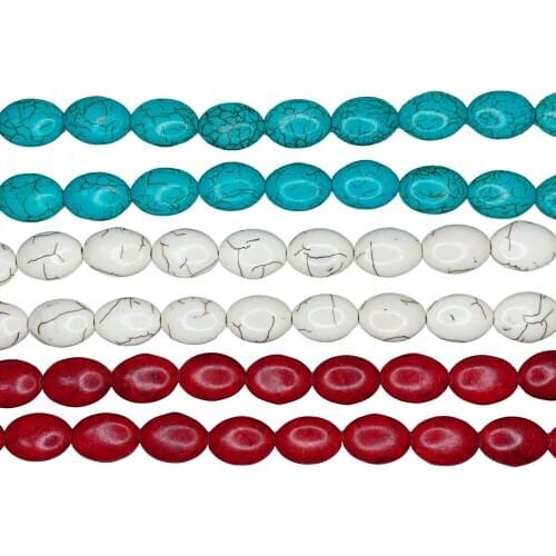 Oval Shape Turquoises Stone Loose Beads for Jewelry Making DIY Necklace Bracelet Charms Egg Spacers Accessories 13x18mm 15" B479