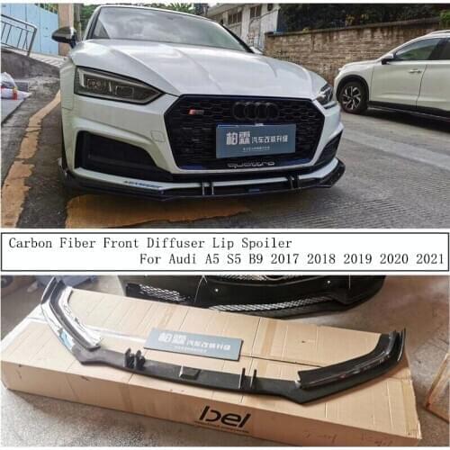 Carbon Fiber Front Diffuser Lip Spoiler For Audi A5 S5 B9 2017 2018 2019 2020 2021 High Quality Bumper Car Accessories