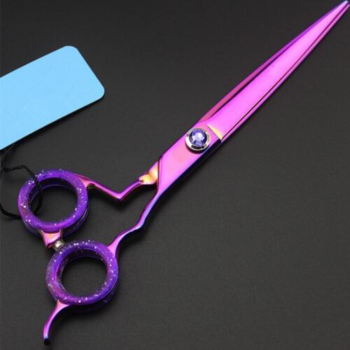 Professional Japan 440c 7 inch purple Pet dog grooming hair scissors Cutting Barber scissor pet shears Hairdressing Scissors
