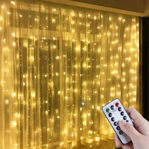 Christmas LED Garland Fairy Lights Curtain String Lights Remote Control Home Decor New Year 2021 Christmas Decorations for Home