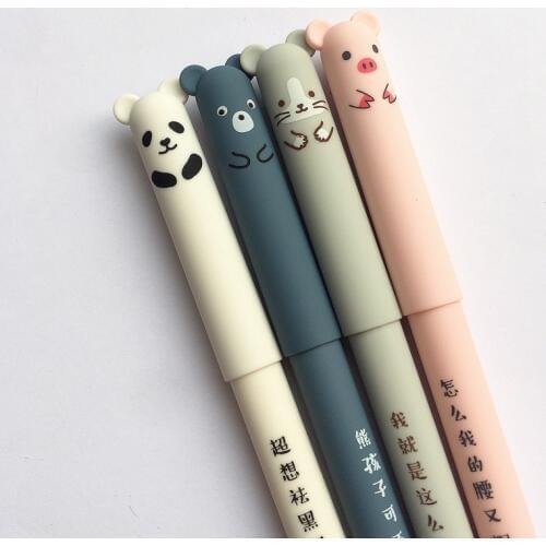 4 pcs/lot Pen Panda Pink Mouse Erasable Blue Ink Gel Pen School Office Supply Gift Stationery Papelaria Escolar