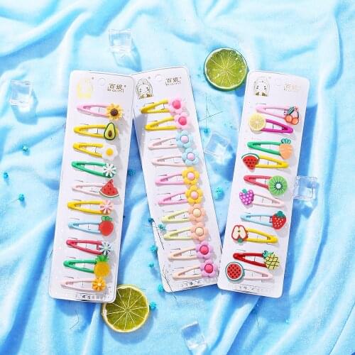 10 / 5 / set childrens hair accessories new cute flower cartoon animal fruit 5cm girl hair clip headdress