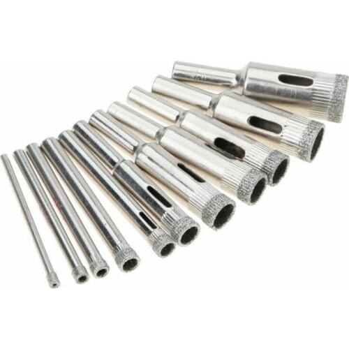 10 pcs /set 3-18mm Diamond Coated Core Hole Saw Drill Bit Set Tools For Glass Marble