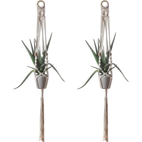 2PCS Handmade Macrame Plant Hanger Indoor Wall Hanging Planter Basket Flower Pot Holder Home Decor Hanging Planter