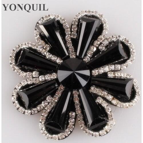 50 MM Flower Shape Crystal Sew On Rhinestone Setting Felt Back Fancy Stone Rhinestone Applique Buttons For Garments 6PCS/LOT