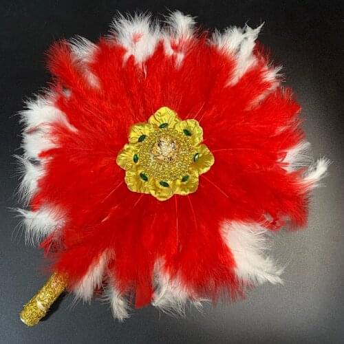 African Custom Wedding Fan with Feather Fan with DIY Handmade Feather Newborn Photography Props Feather Fan for Party Wedding