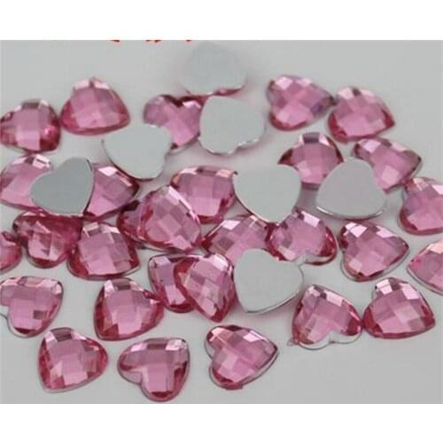 8-30MM DIY Bling Lt Pink Heart Shape Lattice Faceted Acrylic Rhinestone Flatback Acrylic Stone for Hand Craft Art Decoration